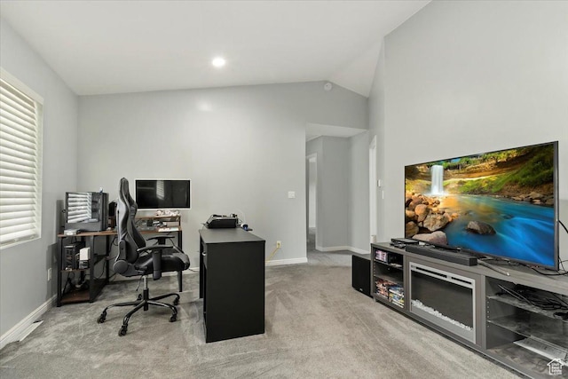 4612 S 600 E, Murray, UT 84107 - office area with baseboards, carpet, and lofted ceiling