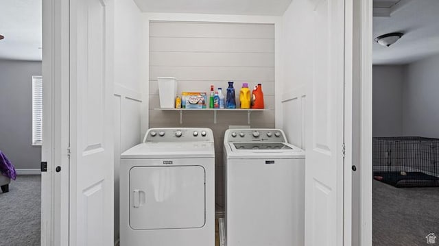 2077 N 1450 W, Clinton, UT 84015 - washroom featuring baseboards, carpet, laundry area, and washer and clothes dryer