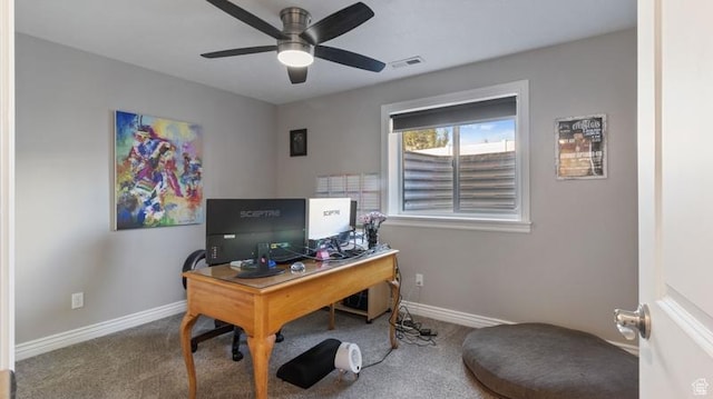 2077 N 1450 W, Clinton, UT 84015 - office area featuring baseboards, carpet, a ceiling fan, and visible vents