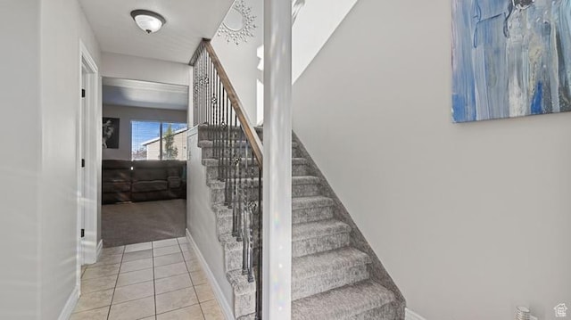 2077 N 1450 W, Clinton, UT 84015 - stairs with carpet floors, baseboards, and tile patterned floors