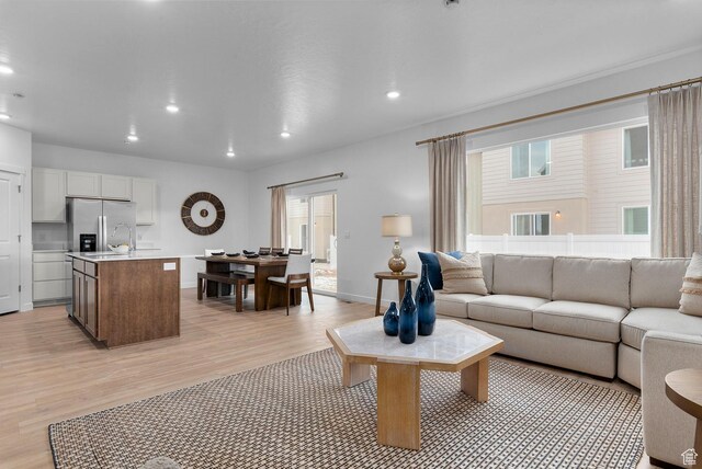 796 N 1860 E Unit 164, Salem, UT 84653 - living area featuring recessed lighting, light wood finished floors, and baseboards