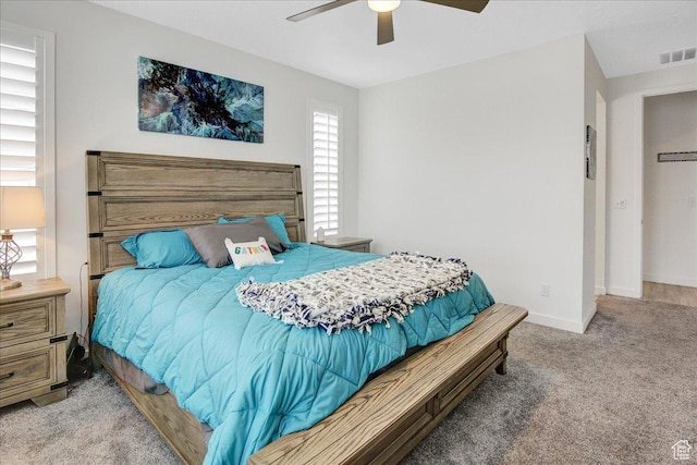 6264 W Antelope Flat Way S, Herriman, UT 84096 - bedroom with visible vents, carpet flooring, baseboards, and a ceiling fan
