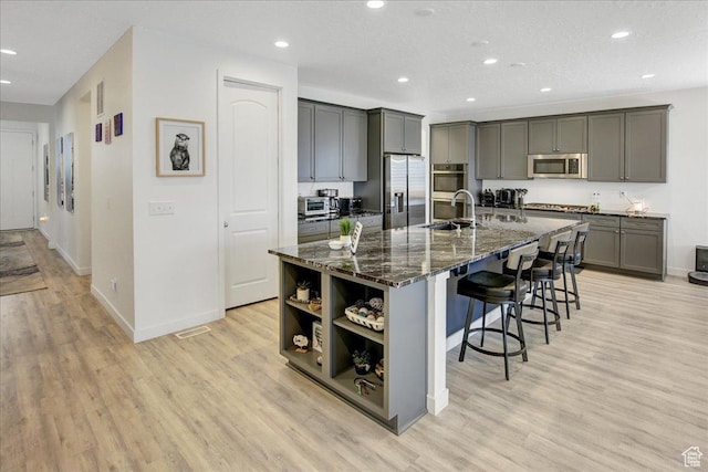6264 W Antelope Flat Way S, Herriman, UT 84096 - kitchen featuring recessed lighting, a sink, gray cabinetry, and stainless steel appliances