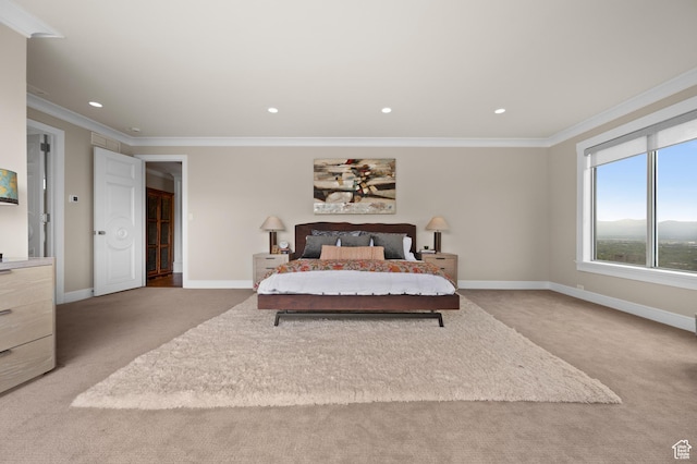 1235 E 200th St S Unit 1001, Salt Lake City, UT 84102 - carpeted bedroom featuring crown molding, baseboards, and recessed lighting