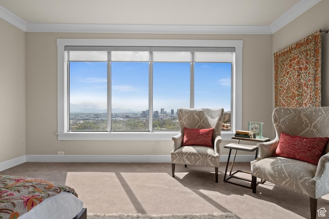 1235 E 200th St S Unit 1001, Salt Lake City, UT 84102 - living area featuring crown molding, baseboards, and carpet floors
