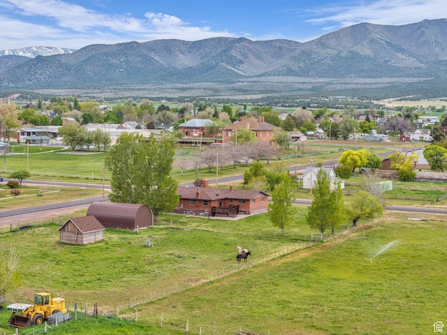 aerial view featuring a mountain view