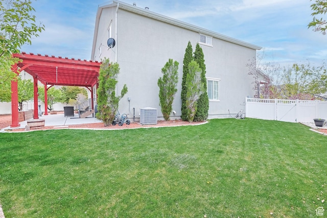 5764 Greenwich Cir, Stansbury Park, UT 84074 - exterior space with a fenced backyard, a pergola, a patio area, and central AC