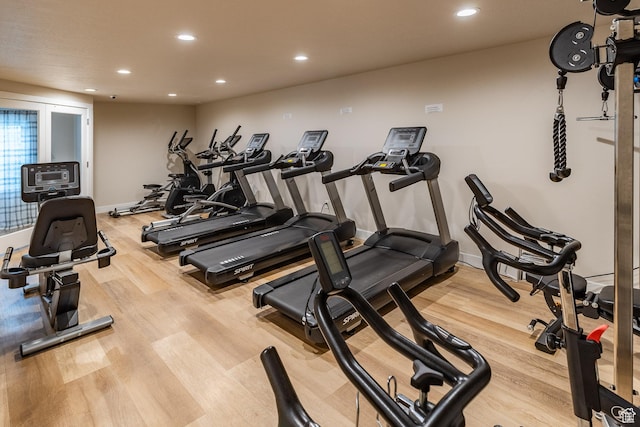 940 N 90 W, Santaquin, UT 84655 - gym with recessed lighting and wood finished floors