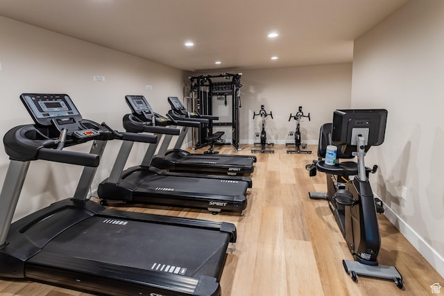 940 N 90 W, Santaquin, UT 84655 - workout area with recessed lighting and wood finished floors