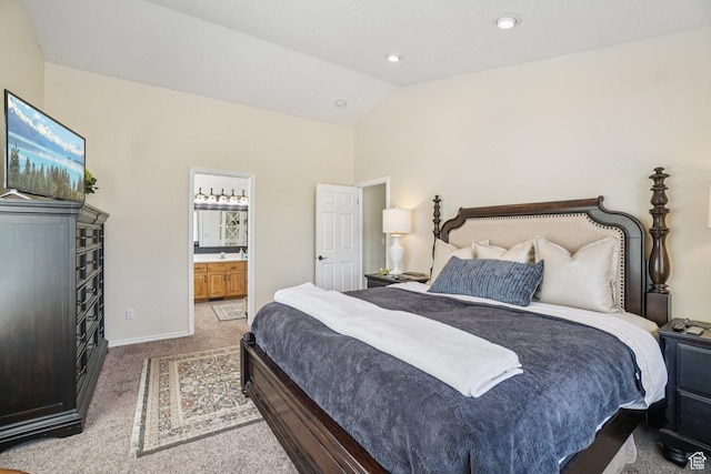 8030 N Springshire Dr, Park City, UT 84098 - carpeted bedroom with lofted ceiling and connected bathroom