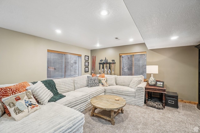 8030 N Springshire Dr, Park City, UT 84098 - living area with recessed lighting, carpet, and a textured ceiling