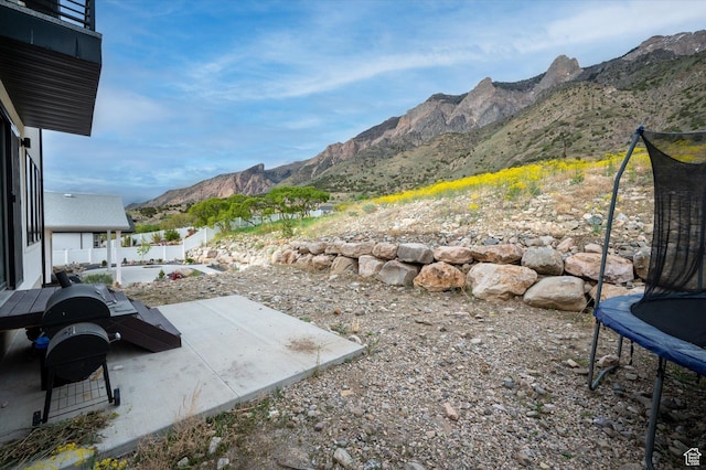 833 S 260 E, Willard, UT 84340 - view of yard featuring a patio, fence, a mountain view, and a trampoline