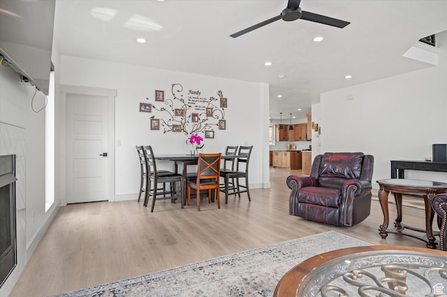 833 S 260 E, Willard, UT 84340 - living area with recessed lighting, light wood finished floors, ceiling fan, and baseboards