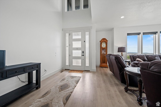 833 S 260 E, Willard, UT 84340 - entrance foyer featuring recessed lighting, baseboards, a high ceiling, and light wood-type flooring