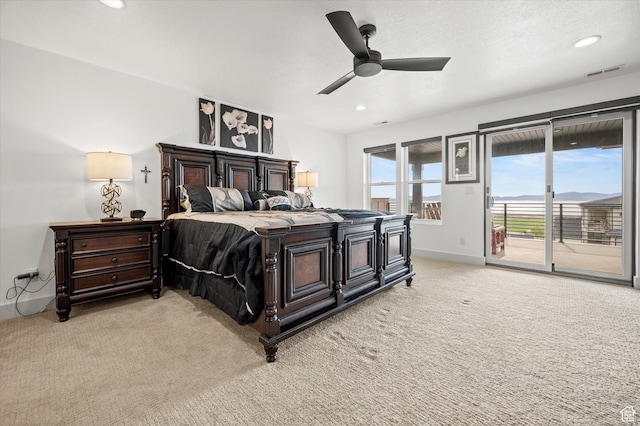 833 S 260 E, Willard, UT 84340 - bedroom with visible vents, baseboards, recessed lighting, access to outside, and light colored carpet