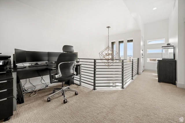 833 S 260 E, Willard, UT 84340 - office area with carpet floors, baseboards, and an inviting chandelier