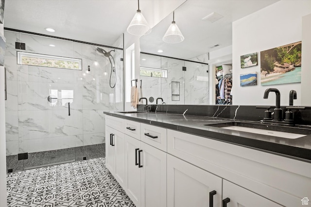 833 S 260 E, Willard, UT 84340 - bathroom featuring a sink, a marble finish shower, and a wealth of natural light