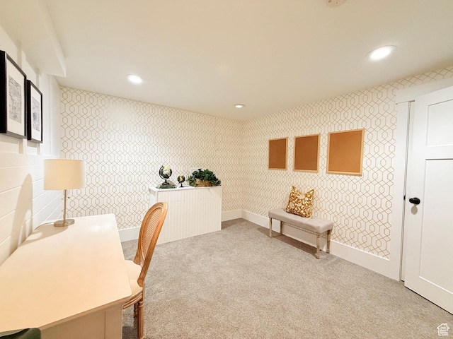 1170 N Main St, Orem, UT 84057 - home office with carpet flooring, wallpapered walls, and recessed lighting
