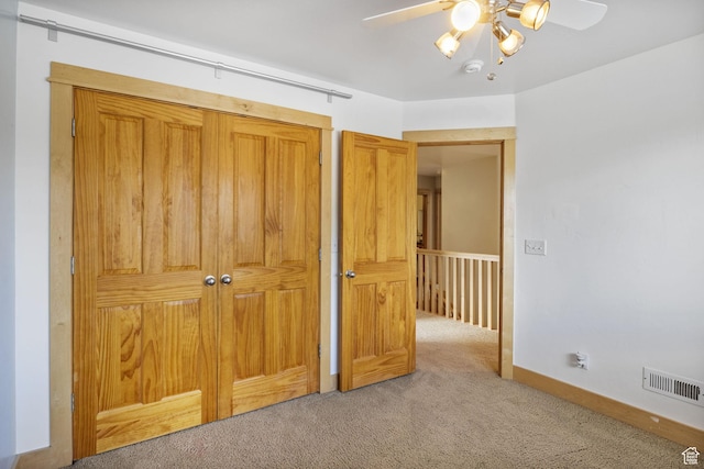 933 N Swiss Farm Ct, Midway, UT 84049 - interior space featuring ceiling fan, visible vents, baseboards, a closet, and carpet flooring