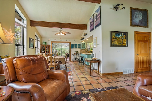 1597 E 8900 S, Paradise, UT 84328 - living area featuring healthy amount of natural light, ceiling fan, baseboards, and light tile patterned floors