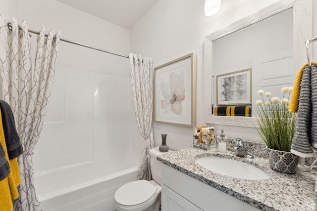 5346 W Canary Grass Way S, South Jordan, UT 84009 - bathroom featuring vanity, shower / tub combo with curtain, and toilet