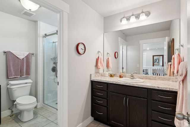 4852 N Arctic Fox Cir W Unit 2800, Lehi, UT 84043 - bathroom featuring visible vents, a stall shower, tile patterned floors, and toilet