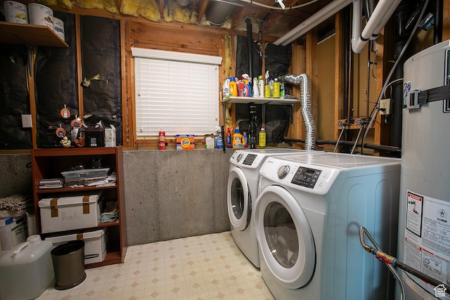 5716 S Maplewood Dr E, South Ogden, UT 84405 - laundry area with separate washer and dryer, laundry area, water heater, and tile patterned floors