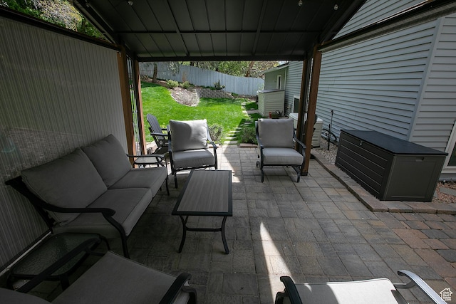 5716 S Maplewood Dr E, South Ogden, UT 84405 - view of patio / terrace with a fenced backyard and an outdoor living space