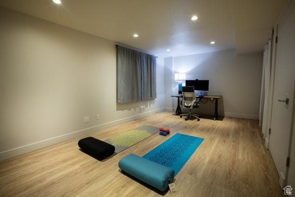 2812 E Commonwealth Ave S, Salt Lake City, UT 84109 - office area with recessed lighting, baseboards, and wood finished floors