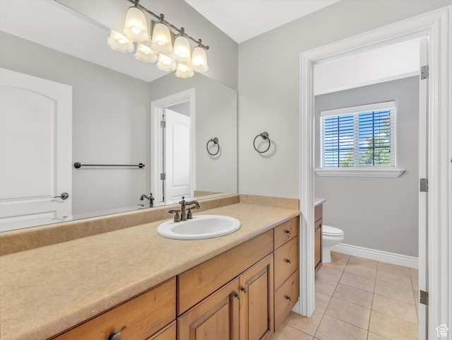 14099 S Pine Mesa Dr, Draper, UT 84020 - bathroom featuring toilet, tile patterned floors, baseboards, and vanity
