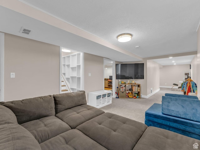 3133 S 2700 E, Millcreek, UT 84109 - living area with stairway, baseboards, visible vents, and light colored carpet