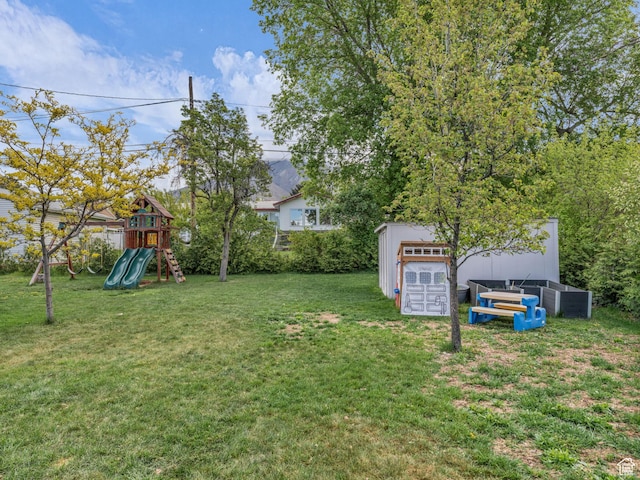 3133 S 2700 E, Millcreek, UT 84109 - view of yard with a storage shed, an outdoor structure, and a playground