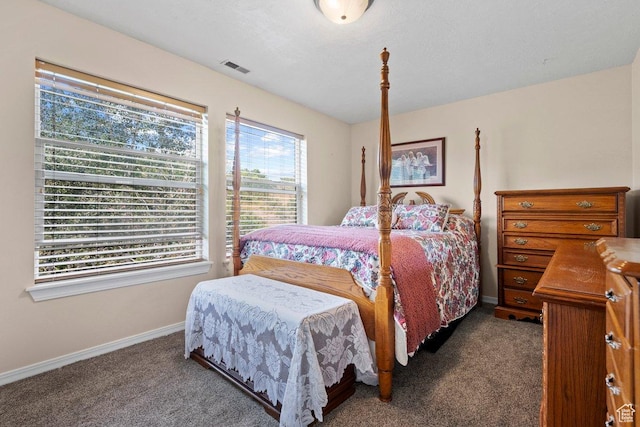288 S Hillside Dr E, Elk Ridge, UT 84651 - bedroom featuring dark carpet, baseboards, and visible vents