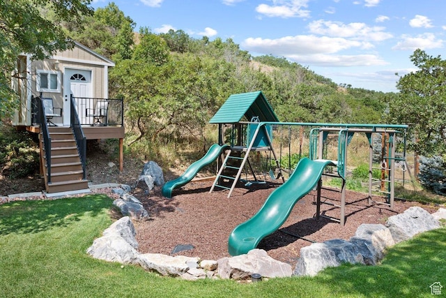 288 S Hillside Dr E, Elk Ridge, UT 84651 - view of jungle gym featuring stairway