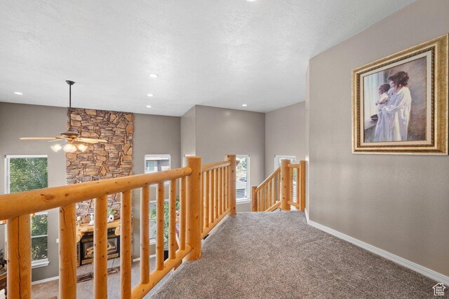 288 S Hillside Dr E, Elk Ridge, UT 84651 - corridor featuring recessed lighting, baseboards, an upstairs landing, and carpet