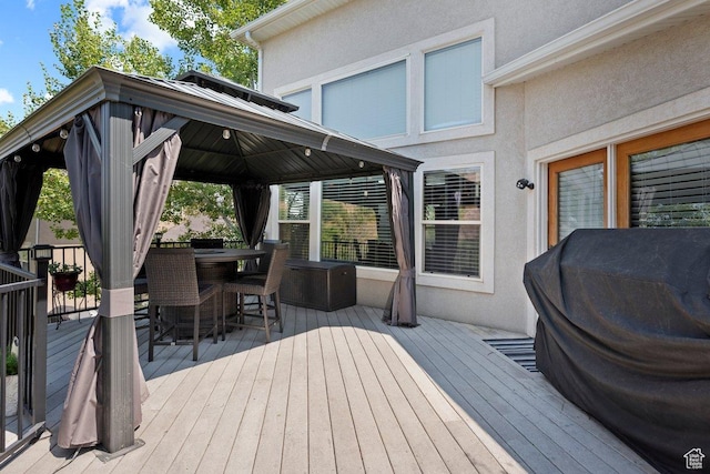 288 S Hillside Dr E, Elk Ridge, UT 84651 - wooden terrace featuring a gazebo, outdoor dry bar, and area for grilling
