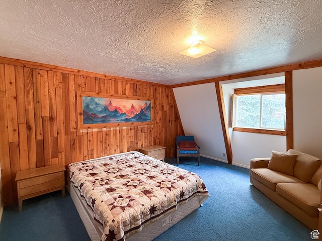 2160 N 730th St W, Garden City, UT 84028 - bedroom featuring baseboards, a textured ceiling, carpet, and wooden walls