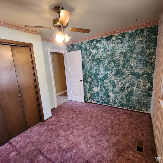 365 E Main St, Grantsville, UT 84029 - unfurnished bedroom with ceiling fan, carpet, a closet, and visible vents