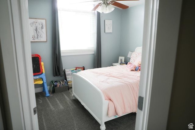 7044 W 8050 S, West Jordan, UT 84081 - bedroom featuring dark carpet and a ceiling fan