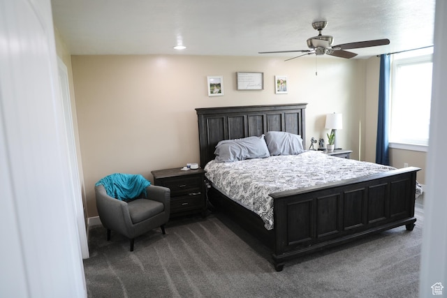 7044 W 8050 S, West Jordan, UT 84081 - bedroom with ceiling fan and dark carpet