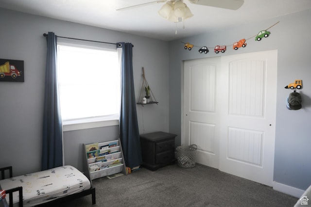 7044 W 8050 S, West Jordan, UT 84081 - carpeted bedroom featuring multiple windows, a ceiling fan, and a closet