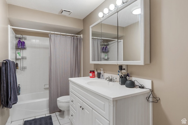 6888 S Hillside Village Cir, Salt Lake City, UT 84121 - full bath with visible vents, tile patterned flooring, shower / bath combo, vanity, and toilet