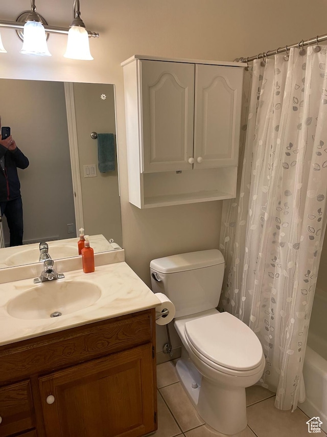 1846 E 9800 S, Sandy, UT 84092 - bathroom featuring vanity, tile patterned floors, shower / bath combo, and toilet