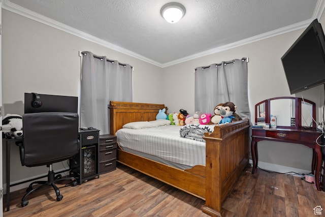 4207 W 5655 S, Salt Lake City, UT 84118 - bedroom with ornamental molding, a textured ceiling, and wood finished floors
