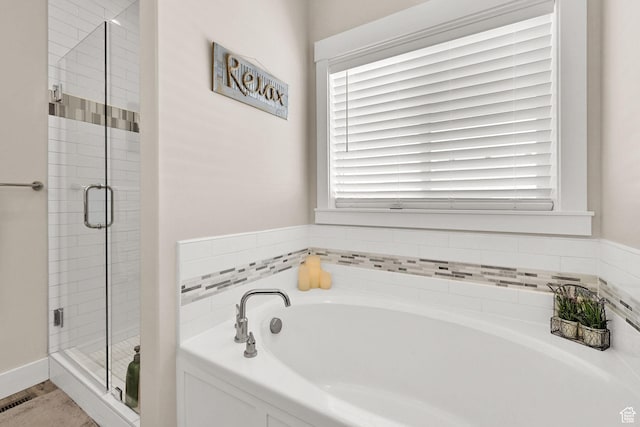 2515 W 3375 S, West Haven, UT 84401 - bathroom featuring visible vents, a garden tub, and a stall shower