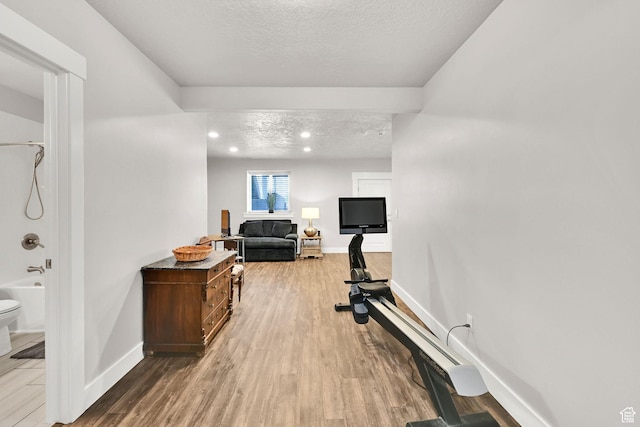 2515 W 3375 S, West Haven, UT 84401 - exercise room with baseboards, recessed lighting, a textured ceiling, and wood finished floors
