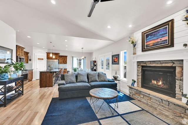 2515 W 3375 S, West Haven, UT 84401 - living area with recessed lighting, vaulted ceiling, and light wood-style flooring