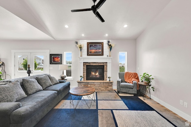 2515 W 3375 S, West Haven, UT 84401 - living area featuring recessed lighting, baseboards, ceiling fan, and wood finished floors
