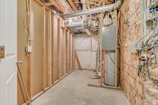 unfinished below grade area featuring electric panel