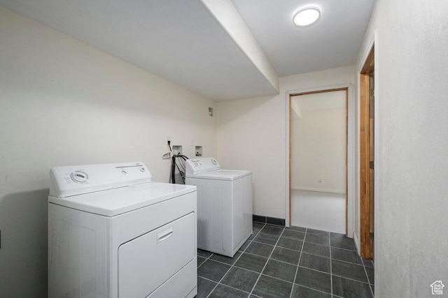4851 E Lake Creek Rd, Heber City, UT 84032 - laundry room with dark tile patterned flooring, laundry area, and independent washer and dryer